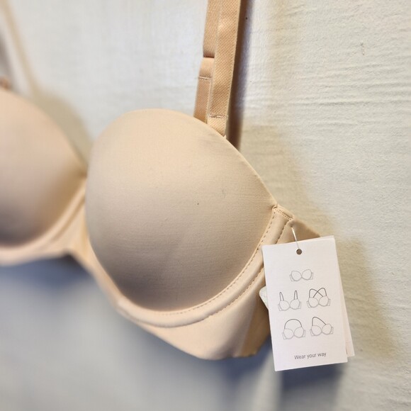 New Auden Women's Beige Underwire Lightly Line Bra Adjustable Straps Size 36A - Picture 3 of 5